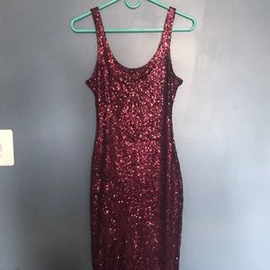 Burgundy Sequins Dress